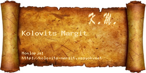 Kolovits Margit névjegykártya